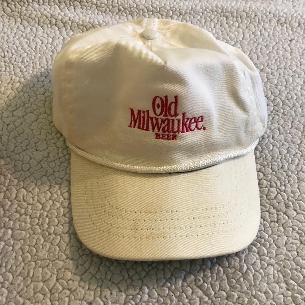 Vintage Old Milwaukee Beer Hat First Flight Snapback Rope Trucker Cap Cream USA